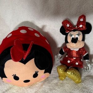 Minnie Mouse Plush Toy Duo - Red and Gold